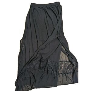 Hollister Sheer Lace Maxi Skirt Women S Dark Blue Boho Gypsy Hippie Peasant Vtg